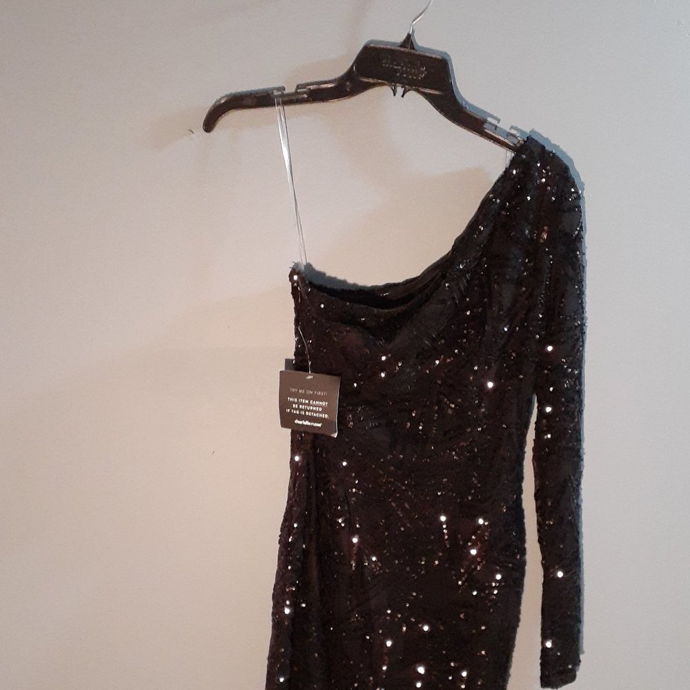 One Shoulder Glitter Dress